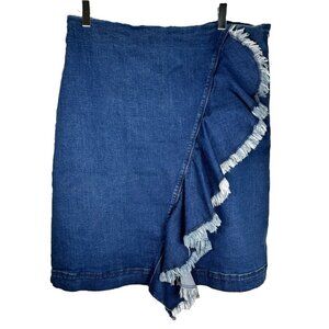 Reba Ruffle Western Denim Jean Skirt Flirty 10  Cotton Date Night